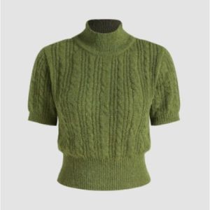 Green High Neck Turleneck Sweater